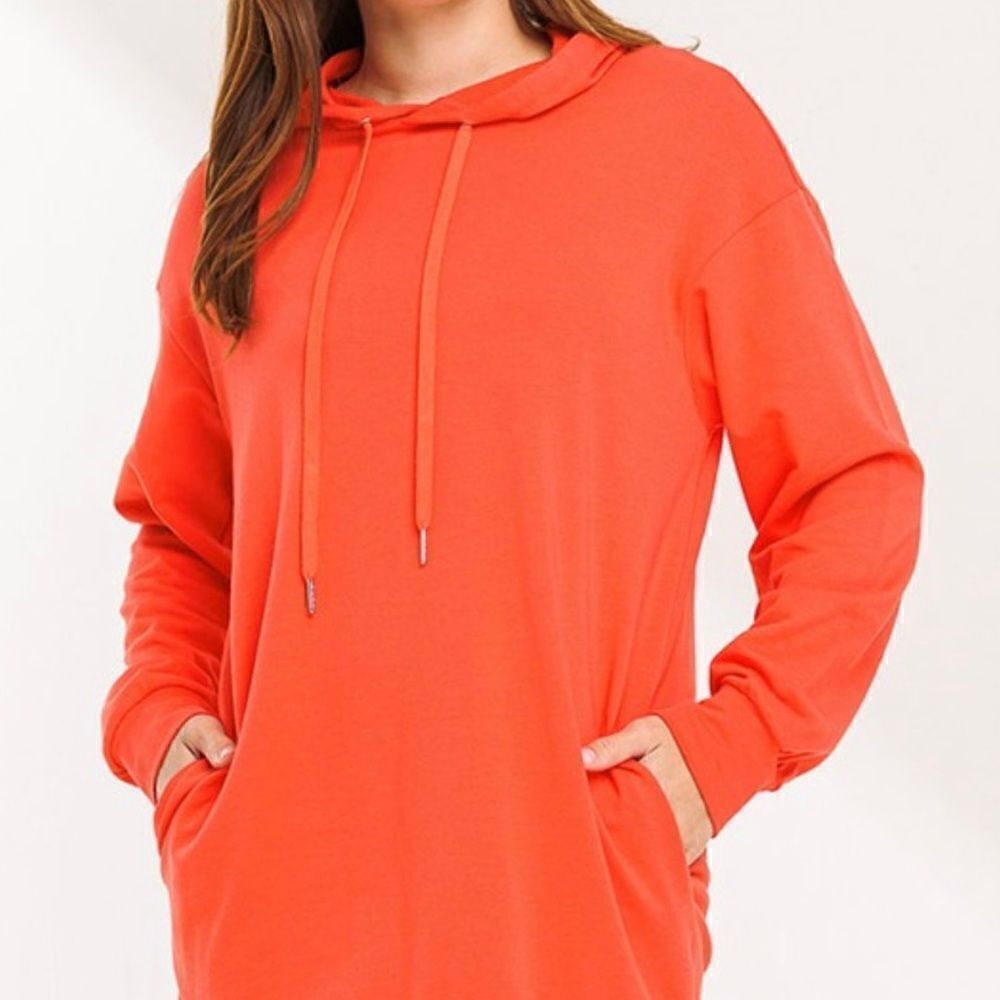 Coral Orange Hoodie Dress